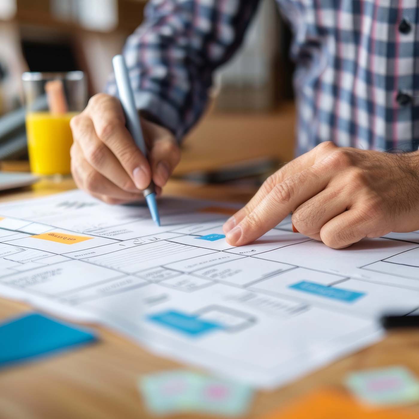 Man filling out forms on table